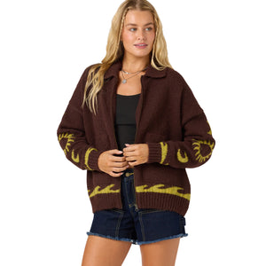 O'Neill Corrine Zip Up Women's L/S Sweater - Chocolate