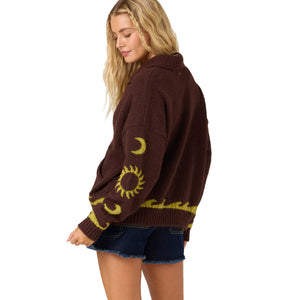 O'Neill Corrine Zip Up Women's L/S Sweater - Chocolate