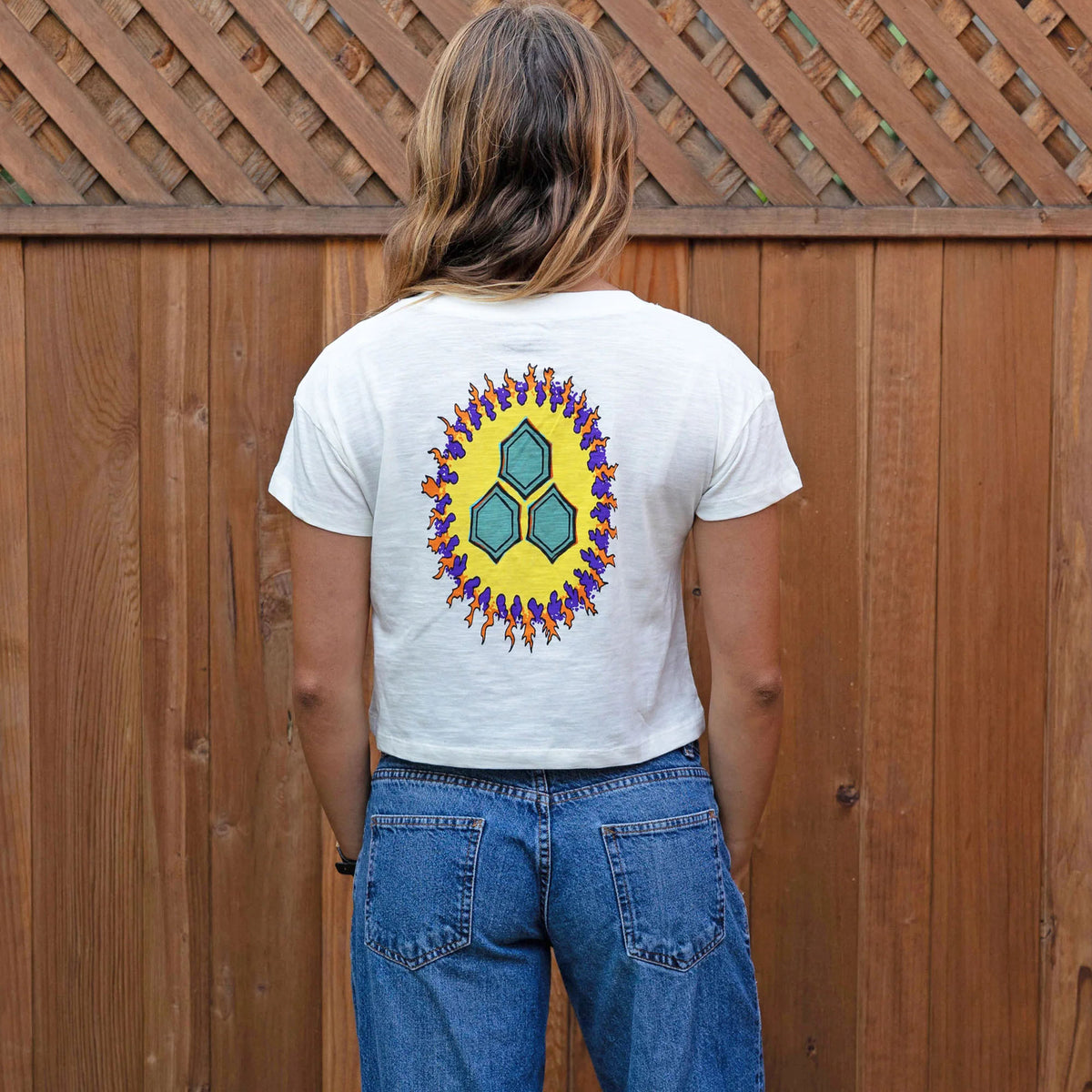 Channel Islands Merrick Circle Fire Cropped Women's S/S T-Shirt - White