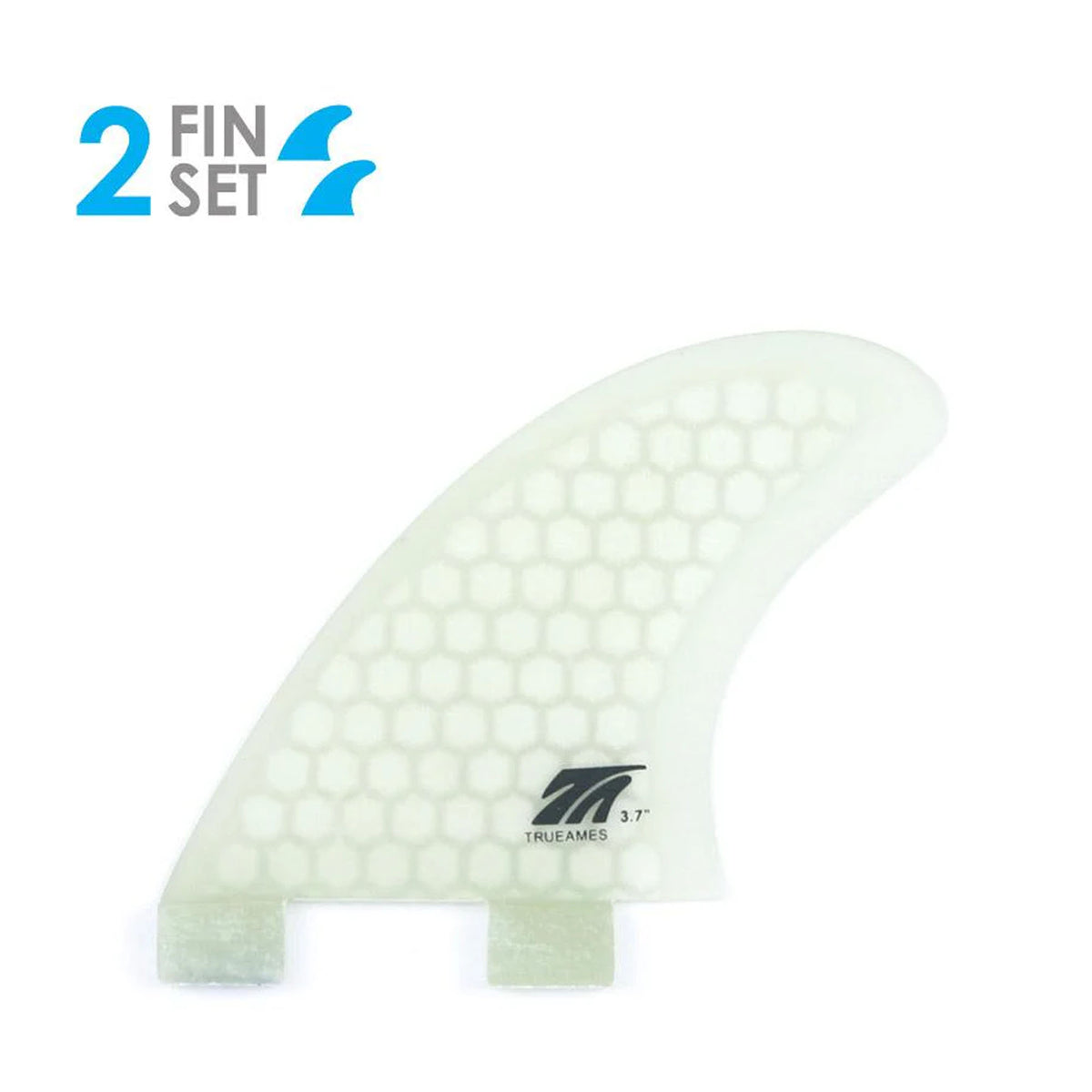 True Ames Side Bite FCS II Twin 3.7" Fin Set - Clear