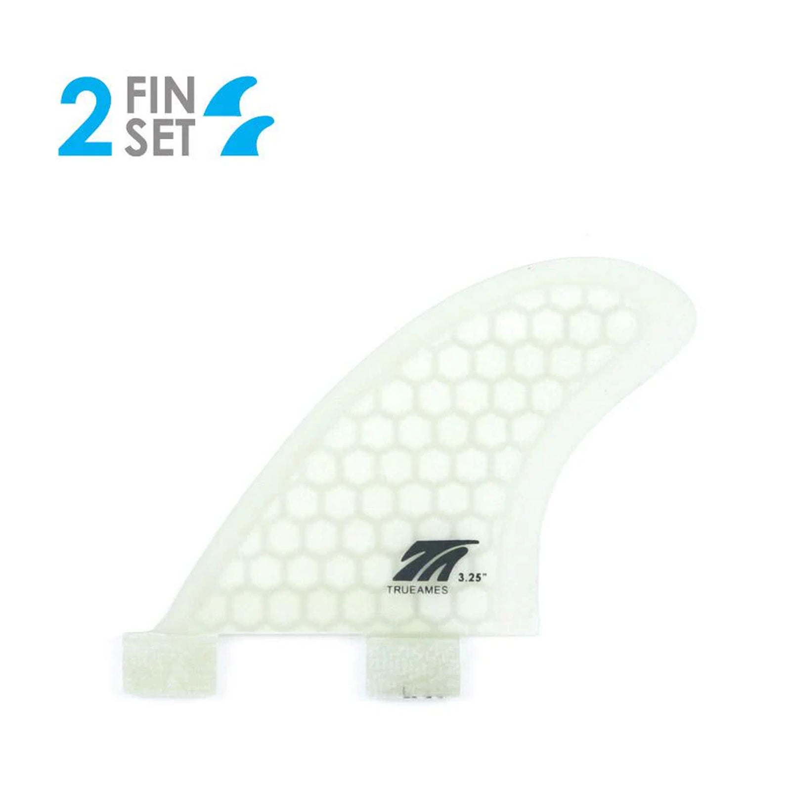 True Ames Side Bite FCS II Twin 3.25" Fin Set - Clear