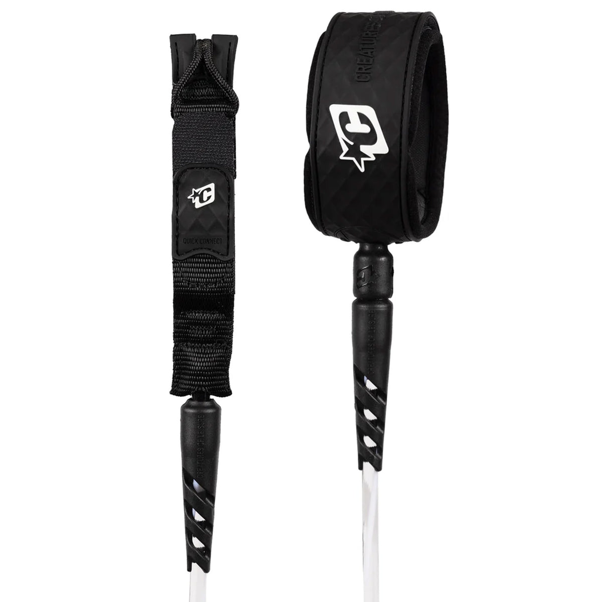Creatures of Leisure Reliance 2.0 Standard Duty Surfboard Leash - 7'/Clear White Twist Black