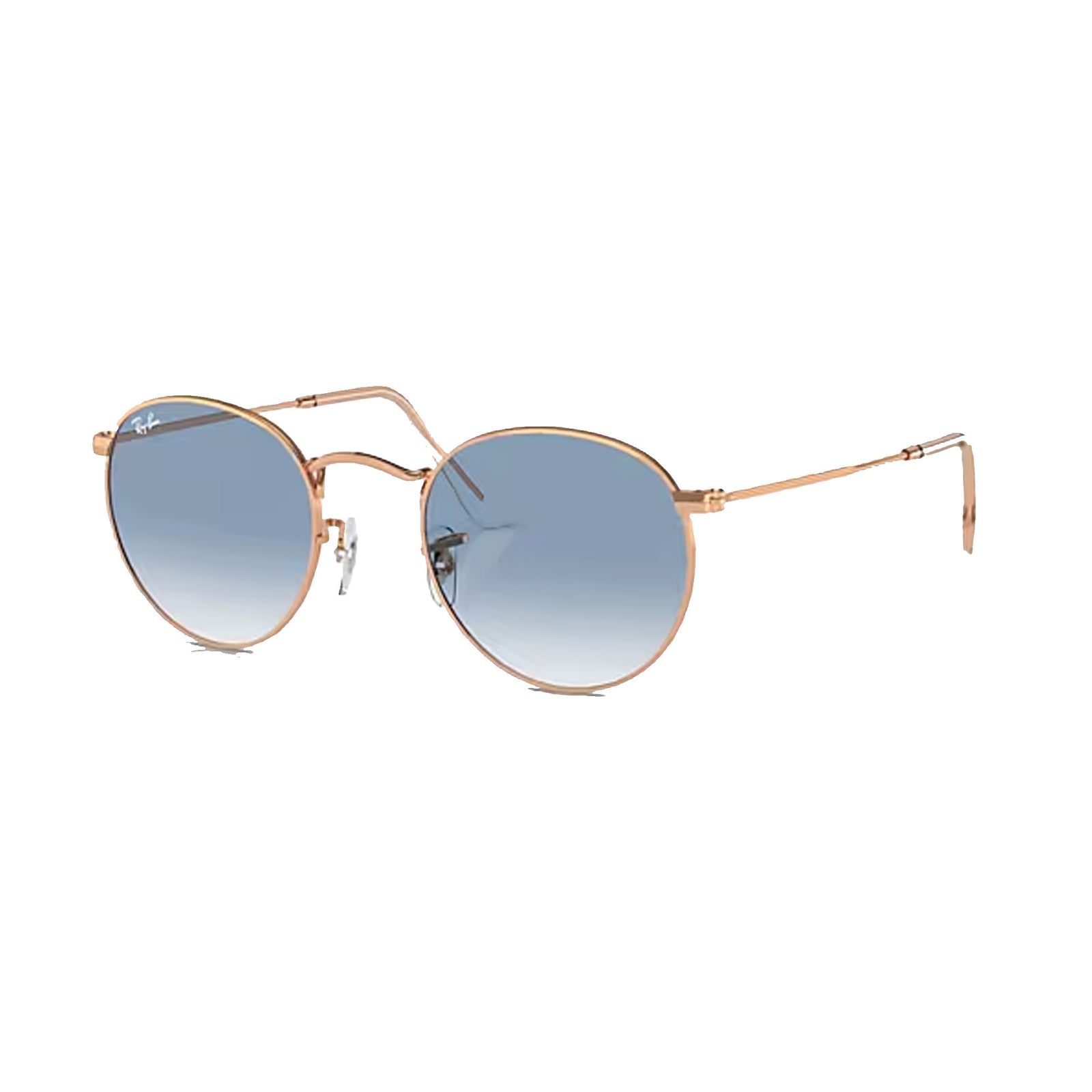 Ray-Ban Round Metal Men's Sunglasses - Rose Gold/Clear Gradient Blue