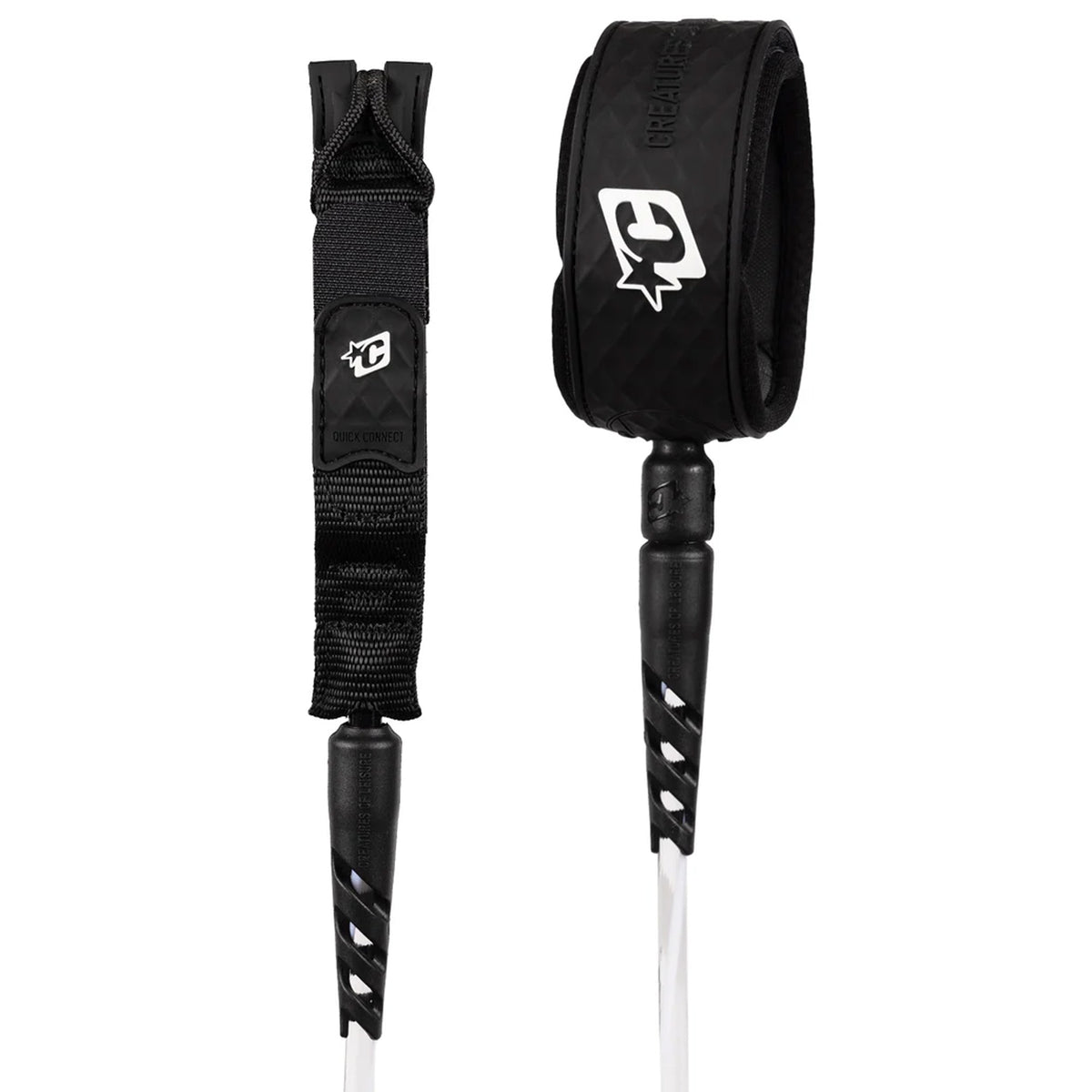 Creatures of Leisure Reliance 2.0 Standard Duty Surfboard Leash - 8'/Clear White Twist Black