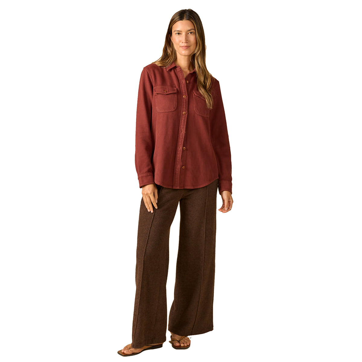 Outerknown Chroma Blanket Women's L/S Button Up - Cola