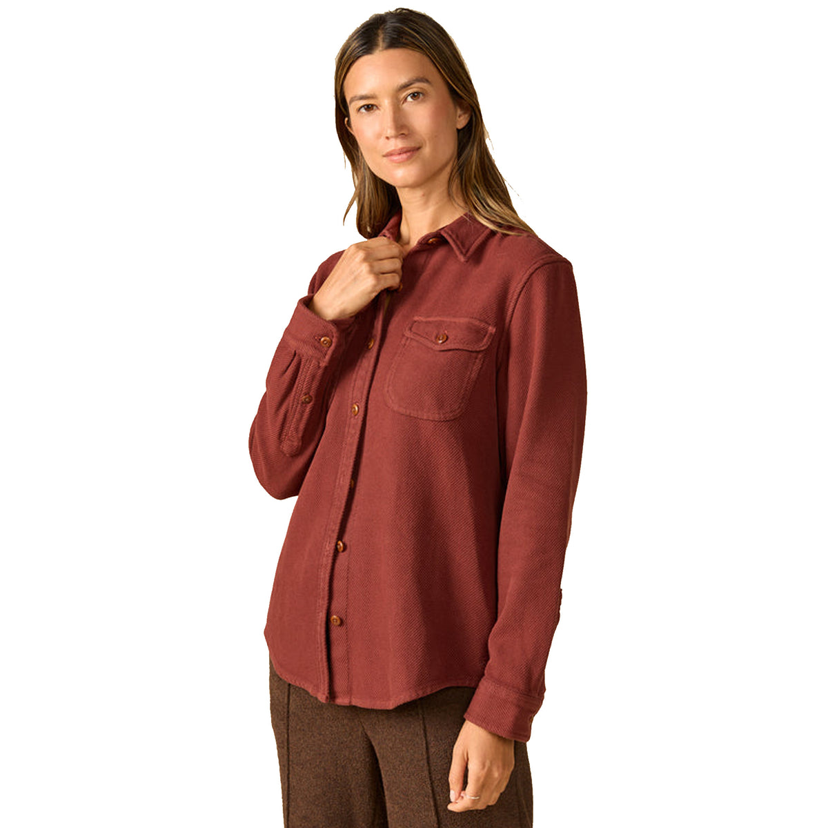 Outerknown Chroma Blanket Women's L/S Button Up - Cola