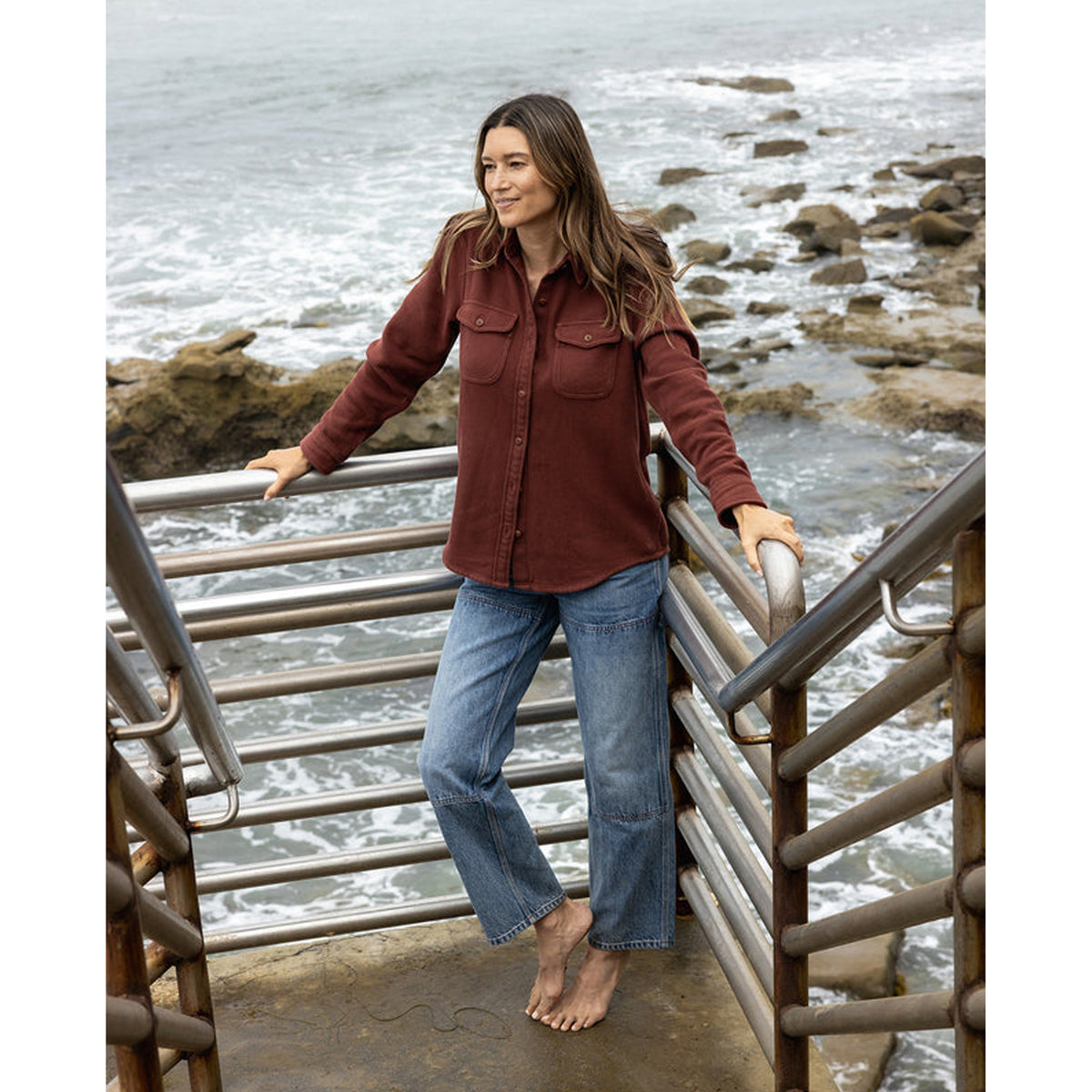Outerknown Chroma Blanket Women's L/S Button Up - Cola