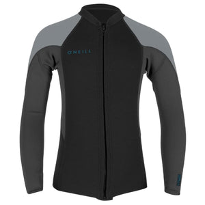 O'Neill Reactor II 2mm Front-Zip S/S Youth Boys Wetsuit Jacket - Black/Graphite/Cool Grey