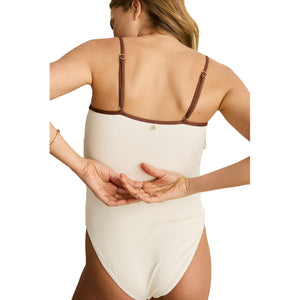 Rhythm Lily Rib Contrast Women's One-Piece Swimsuit - Cream