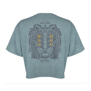 Driter Surf Wild Life Cropped Women's S/S T-Shirt - Mist Stone Washed