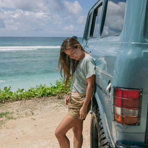 Driter Surf Wild Life Cropped Women's S/S T-Shirt - Mist Stone Washed