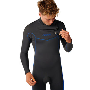 Rip Curl Dawn Patrol Chest Zip 3/2mm Men's L/S Fullsuit Wetsuit - Grey/Blue