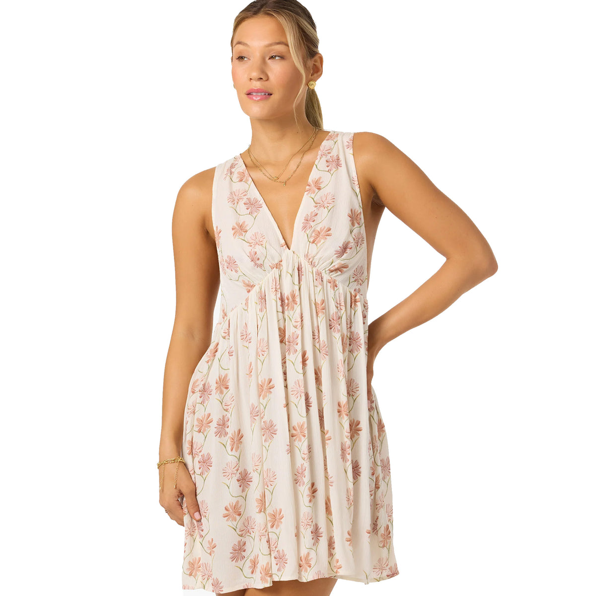 O'Neill Saltwater Essentials Teddy Printed Mini Cover-Up Women's Dress - Tofu