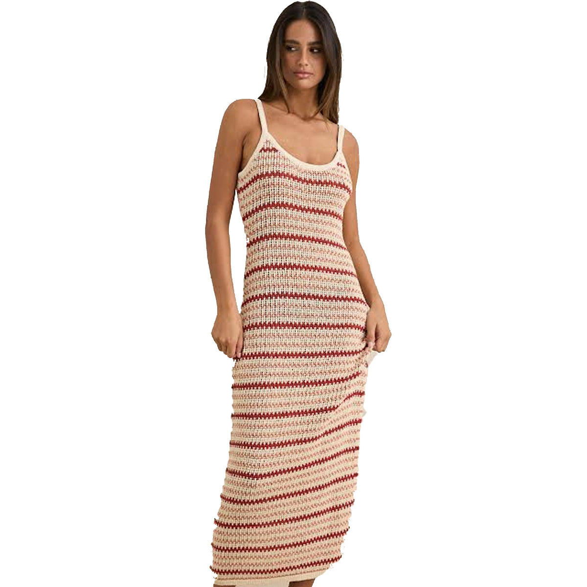 Rhythm Tami Stripe Knit Maxi Women's Dress - Watermelon