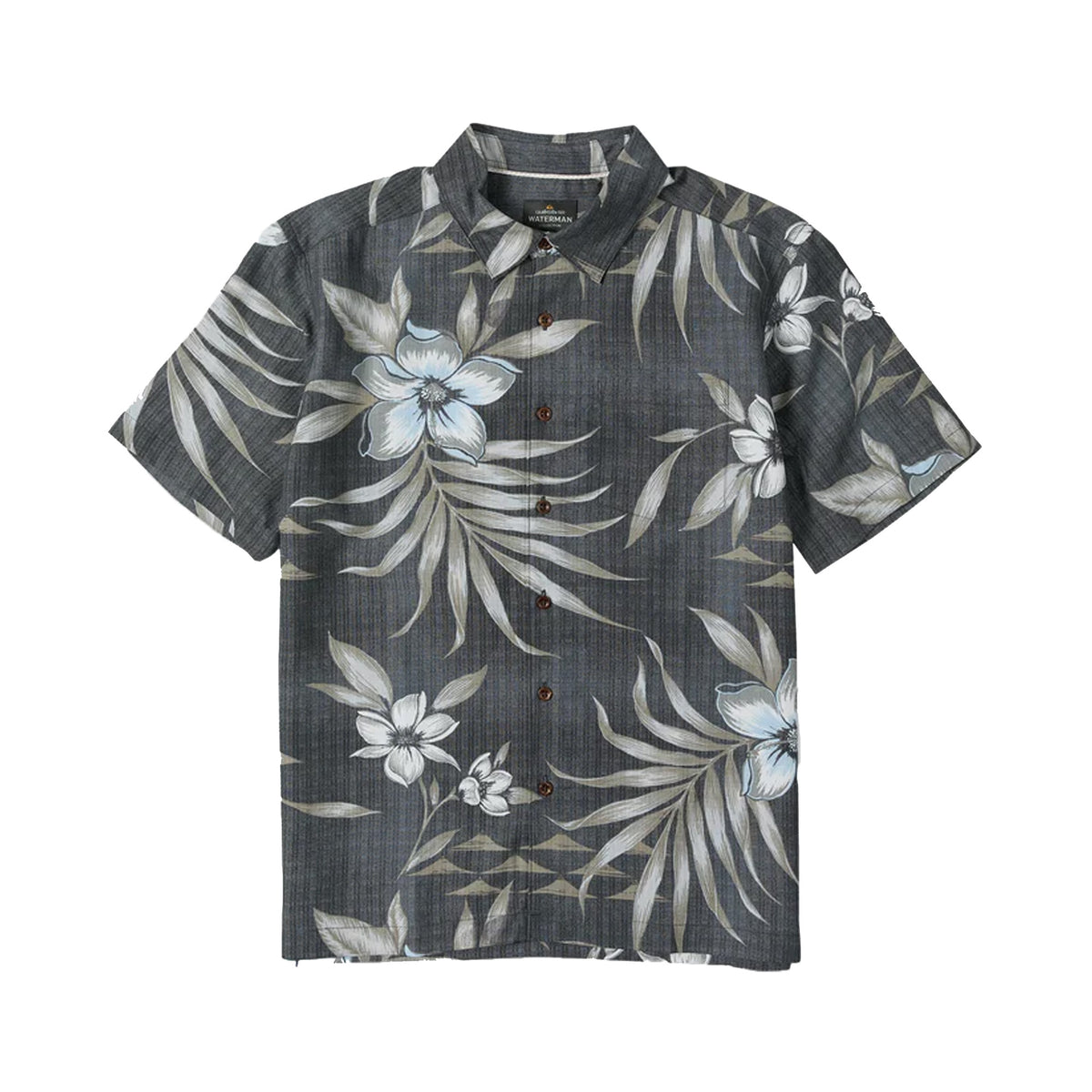 Quiksilver Waterman Palapa Floral Woven Men's S/S Dress Shirt - Phantom