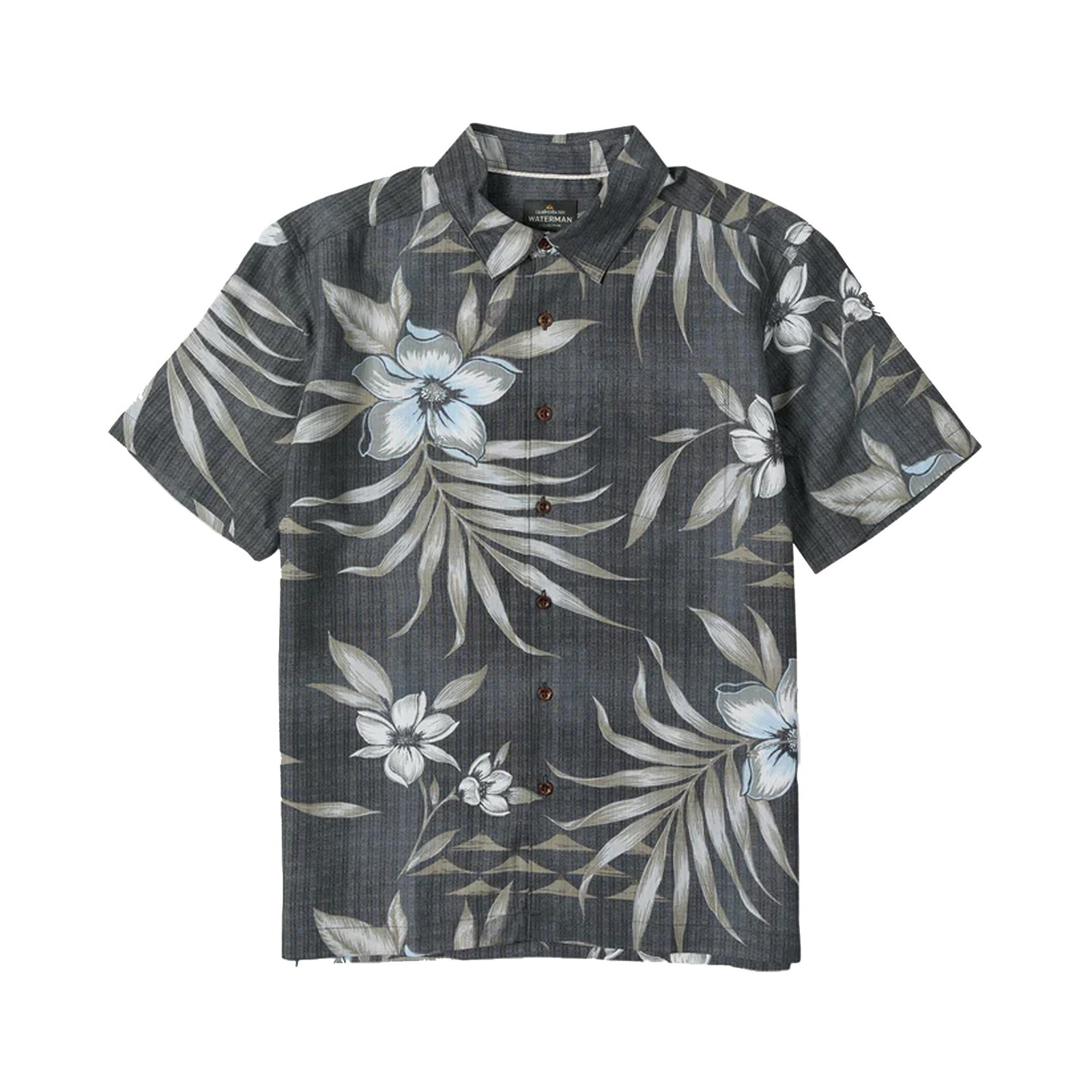 Quiksilver Waterman Palapa Floral Woven Men's S/S Dress Shirt - Phantom