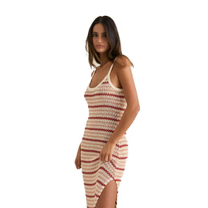 Rhythm Tami Stripe Knit Maxi Women's Dress - Watermelon