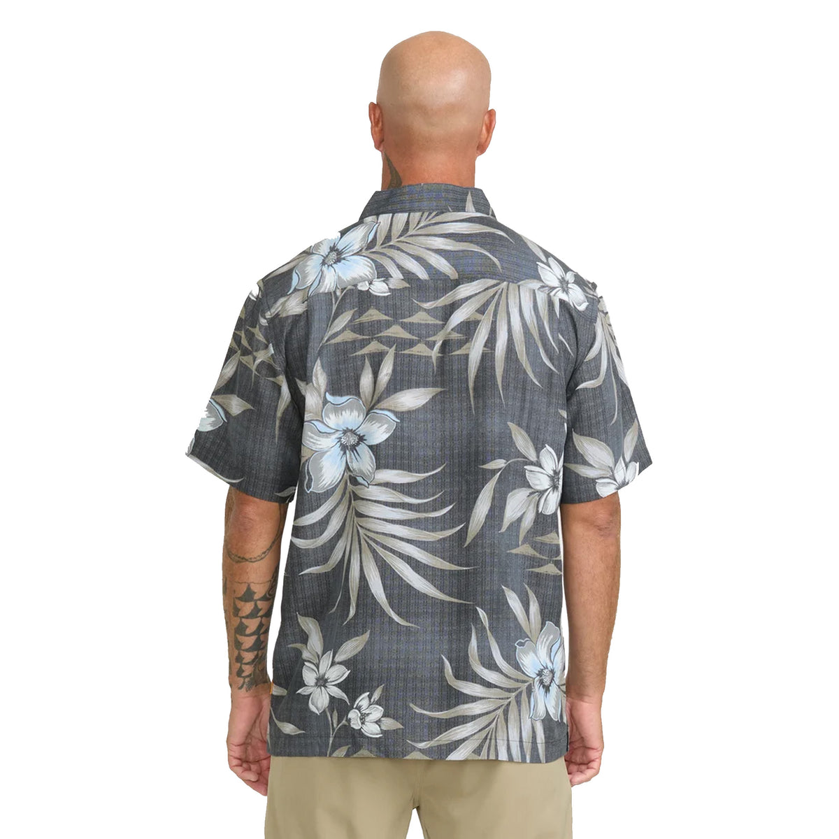Quiksilver Waterman Palapa Floral Woven Men's S/S Dress Shirt - Phantom