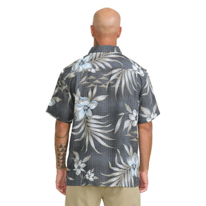 Quiksilver Waterman Palapa Floral Woven Men's S/S Dress Shirt - Phantom