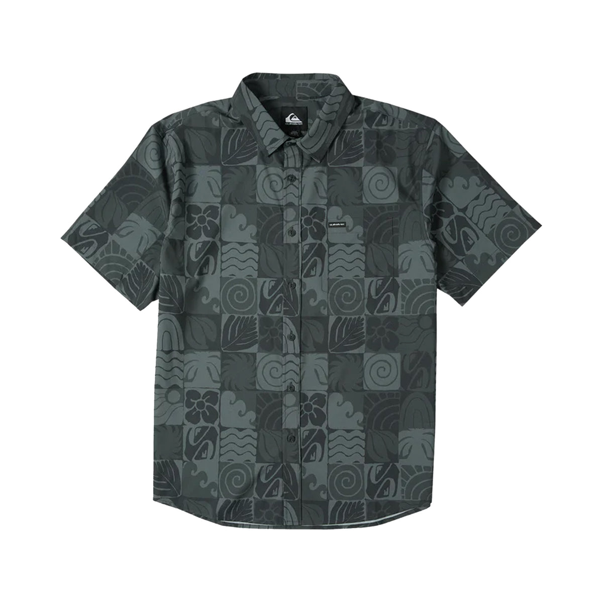 Quiksilver Earth Geo Classic Stretch Men's S/S Dress Shirt - Phantom