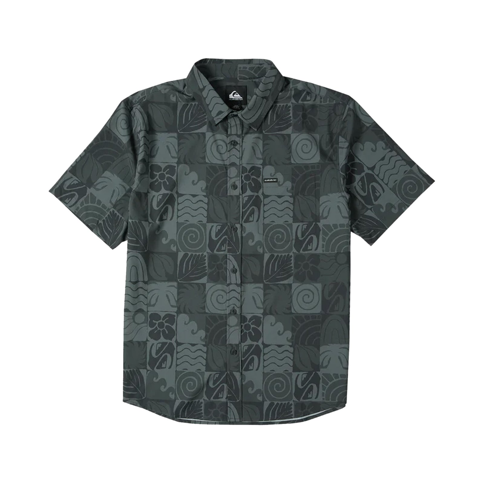 Quiksilver Earth Geo Classic Stretch Men's S/S Dress Shirt - Phantom