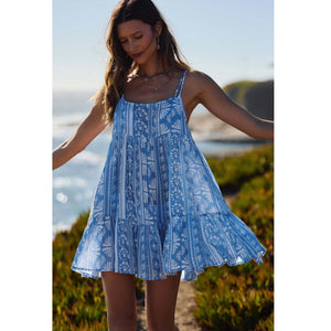 O'Neill Saltwater Essentials Rilee Printed Mini Cover-Up Women's Dress - Azurine