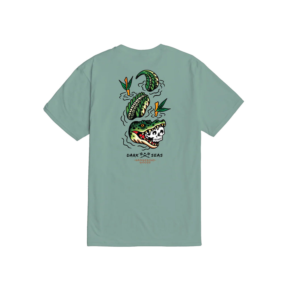 Dark Seas Bite First Premium Men's S/S T-Shirt - Dusty Blue - Surf