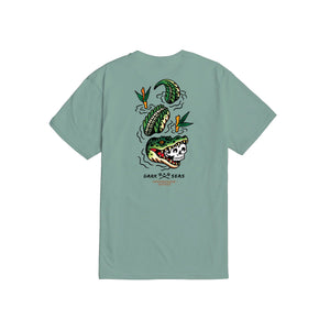 Dark Seas Bite First Premium Men's S/S T-Shirt - Dusty Blue