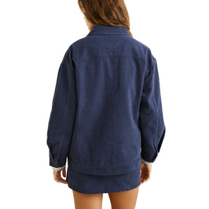Rhythm Essential Oversized Women's L/S Jacket - Dark Blue
