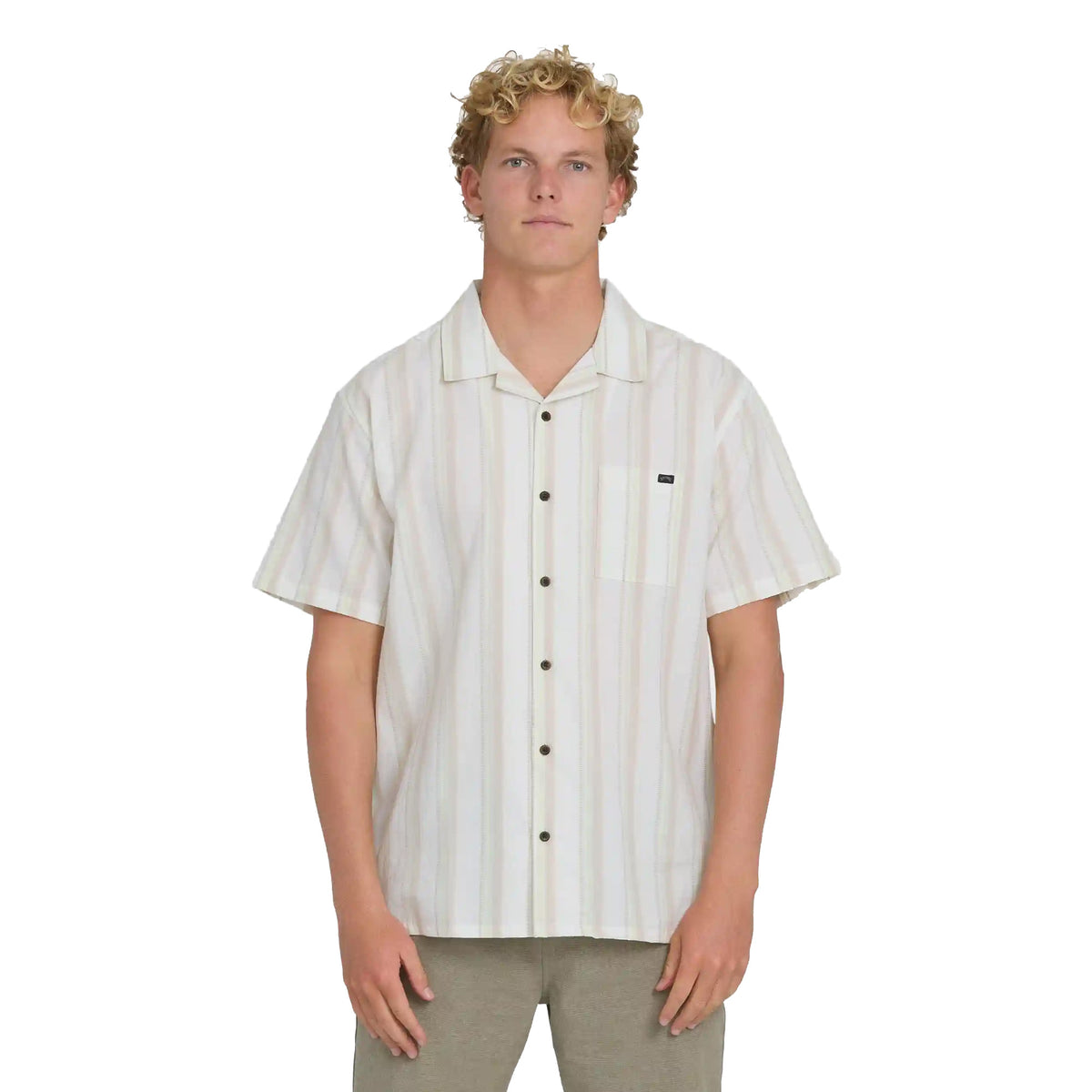 Billabong Victoria Vacay Short Sleeve Woven Men's S/S Dress Shirt - White Sand