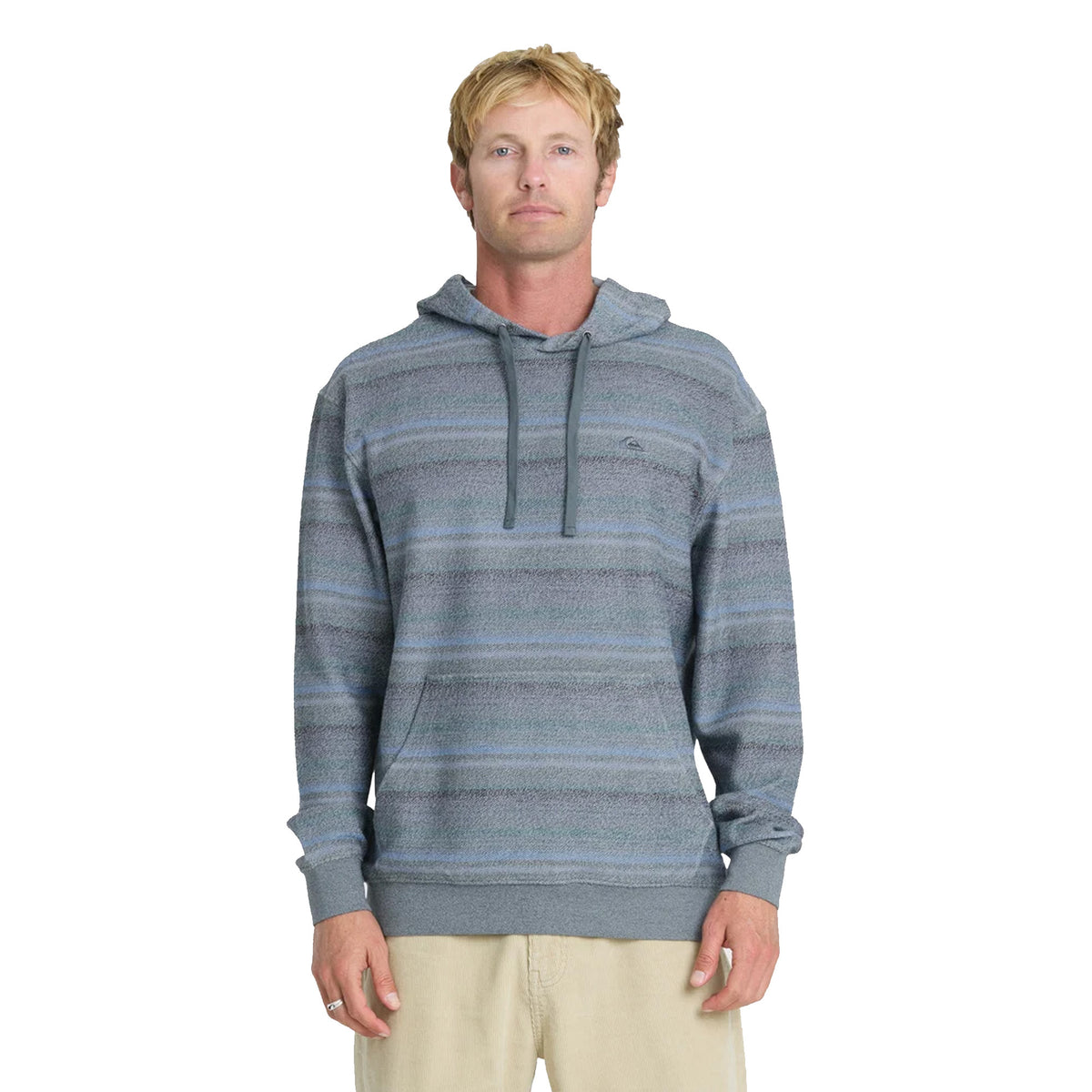 Quiksilver Great Otway Yarn- Dyed Stripe Men's Hoodie - Dark Slate