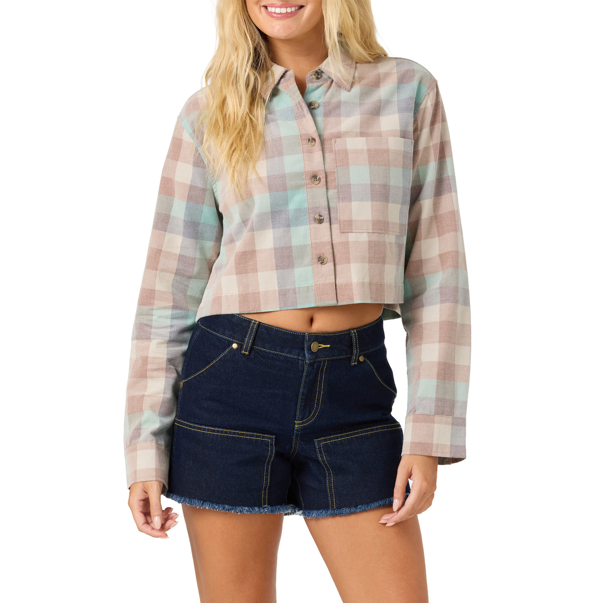 O'Neill Pippa Corduroy Crop Women's L/S Flannel - Carob Brown