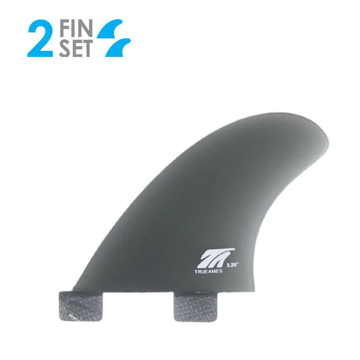 True Ames Side Bite FCS Fin Set - 3.25"/Smoke