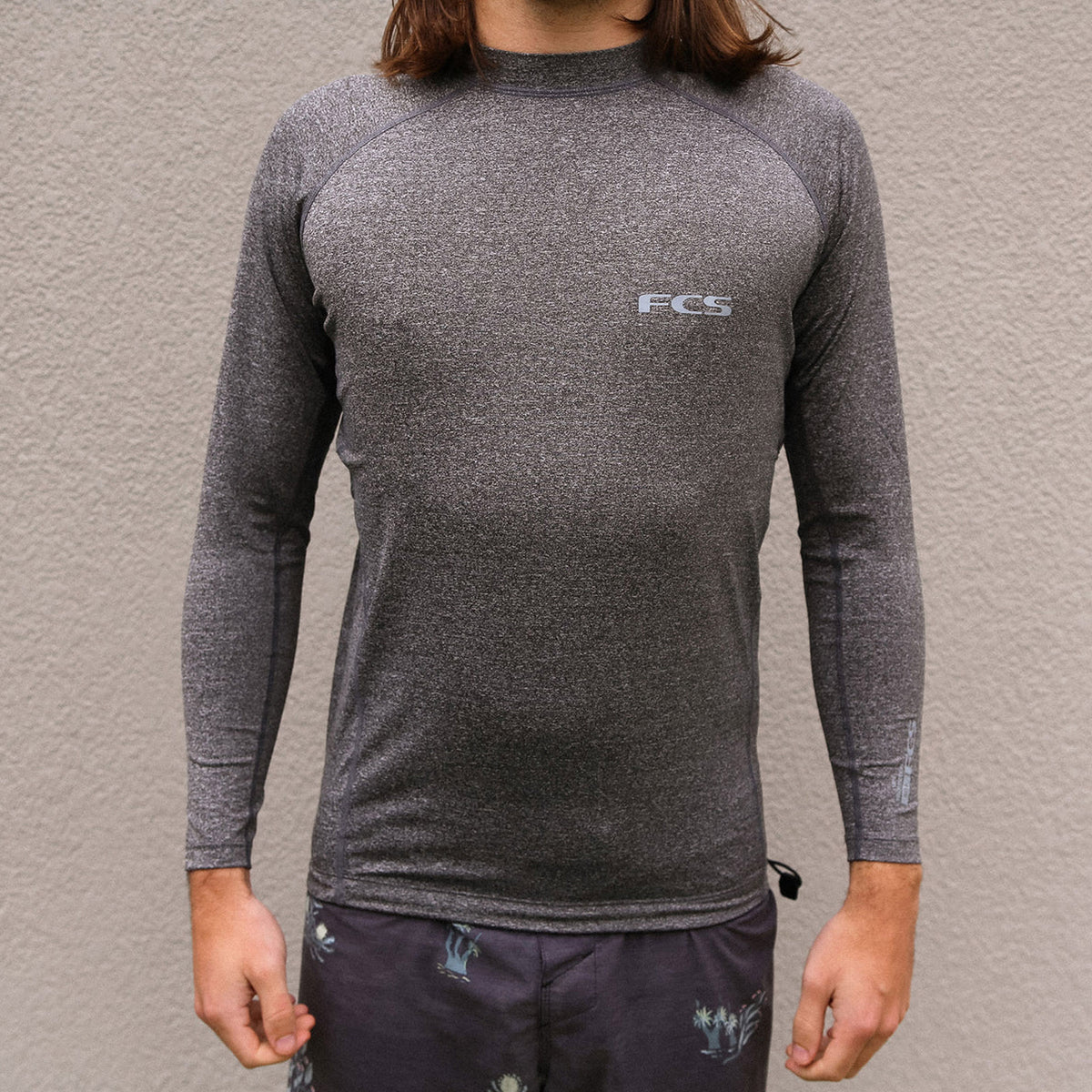 FCS Essential Men's L/S Rashguard - Heather Grey