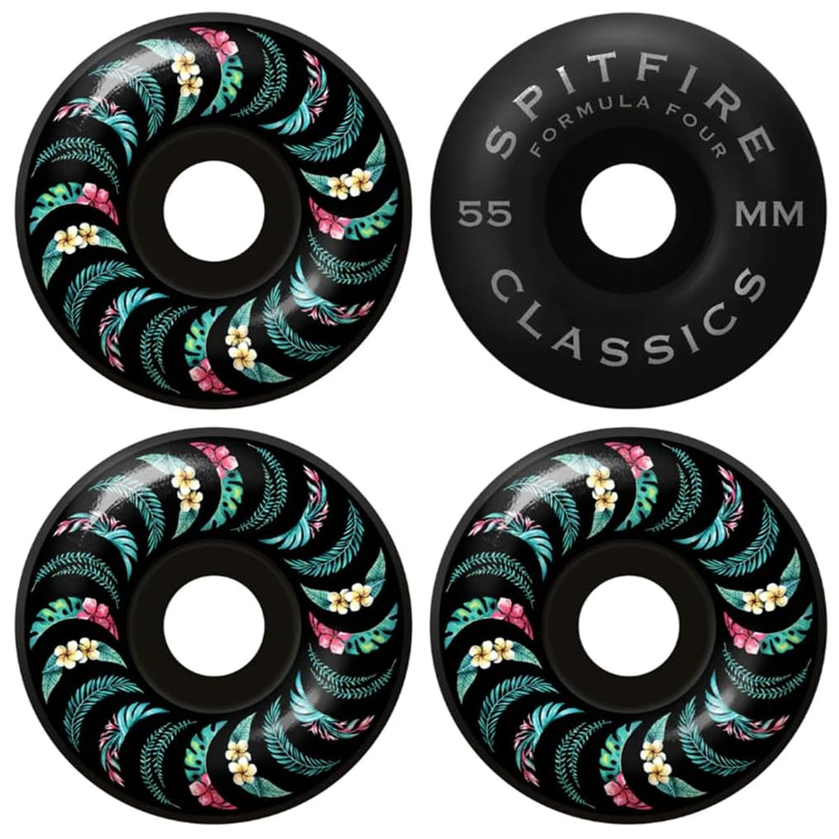 Spitfire F4 99a Classic Floral Swirl 55mm Skateboard Wheels - Black
