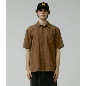 Former Reynolds Stripe Men's S/S Dress Shirt - Bark