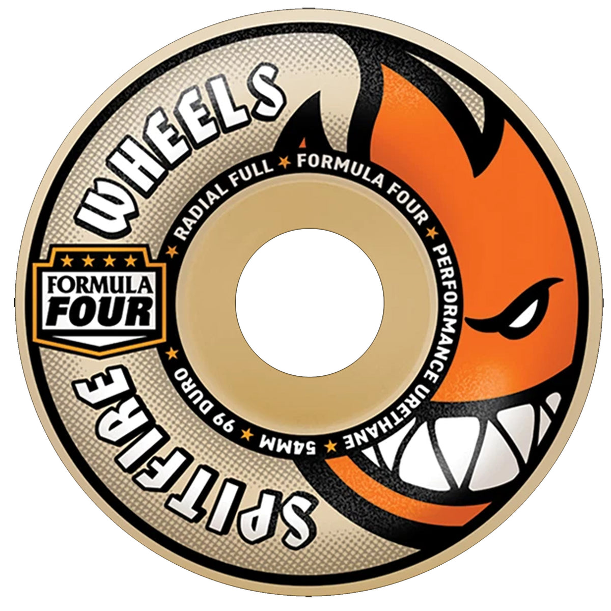 Spitfire F4 99a Radial Full 54mm Skate Wheels - Natural/Orange