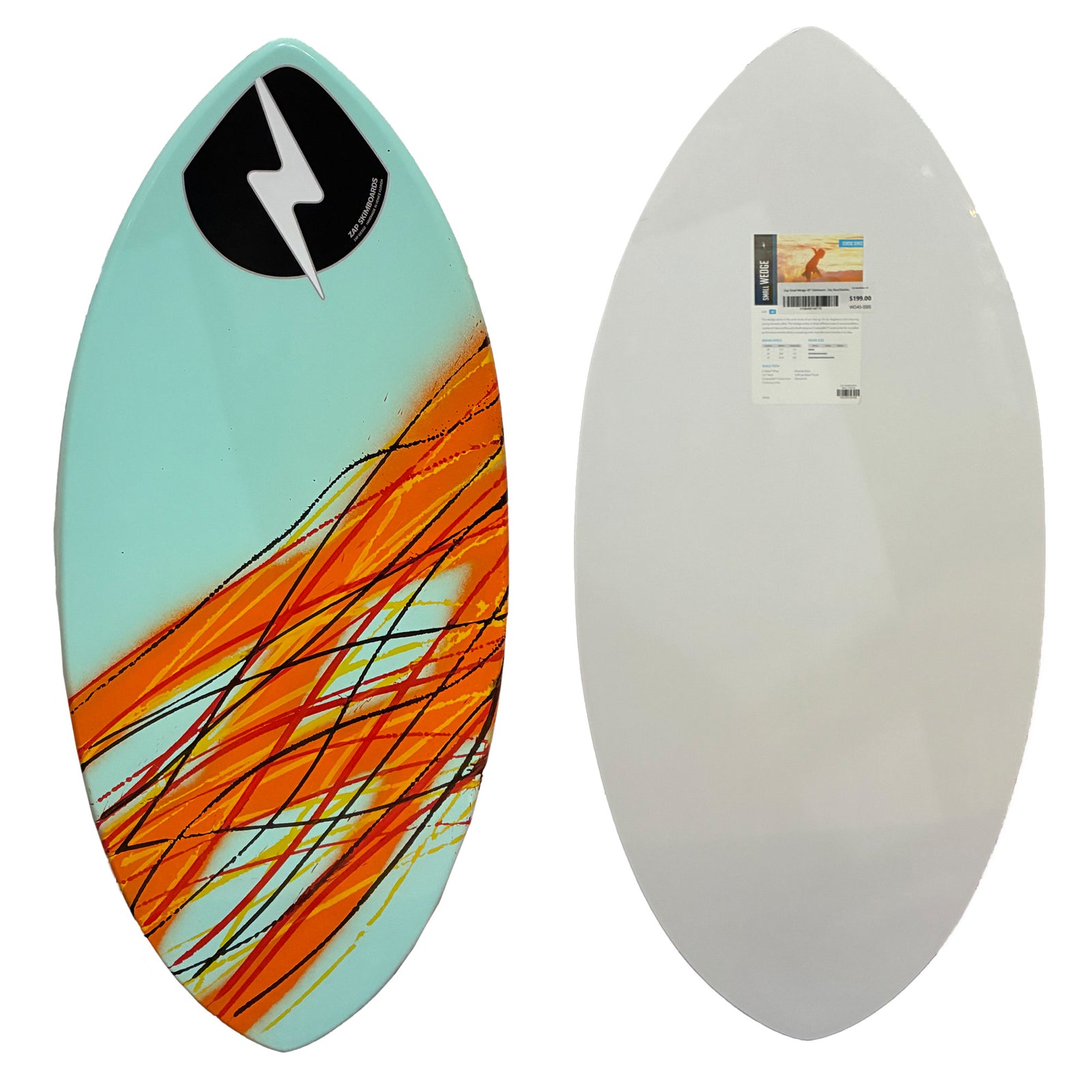 Zap Small Wedge 40" Skimboard - Sky Blue/Slashes