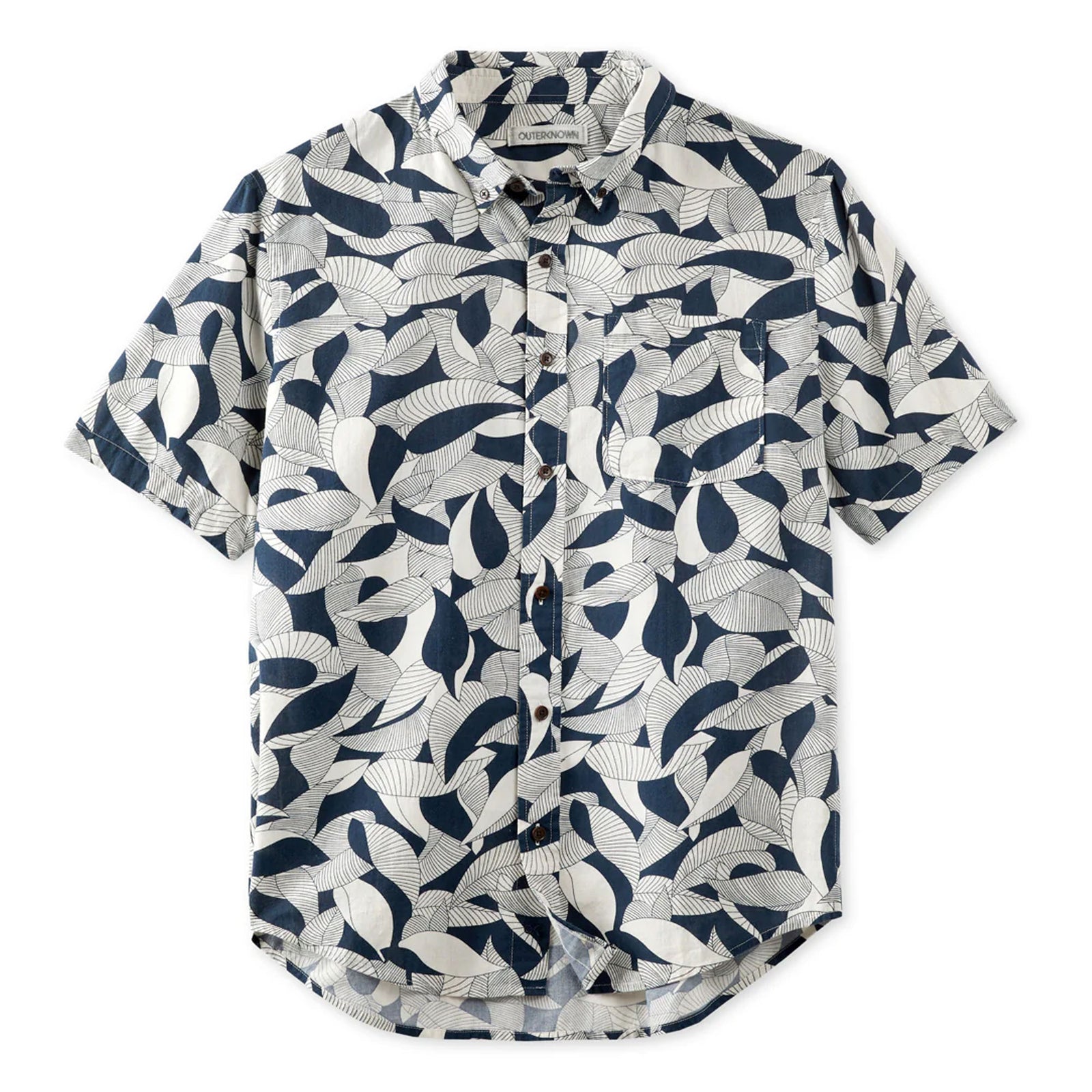 Outerknown Studio Men's S/S Dress Shirt - Indigo Floating Fauna
