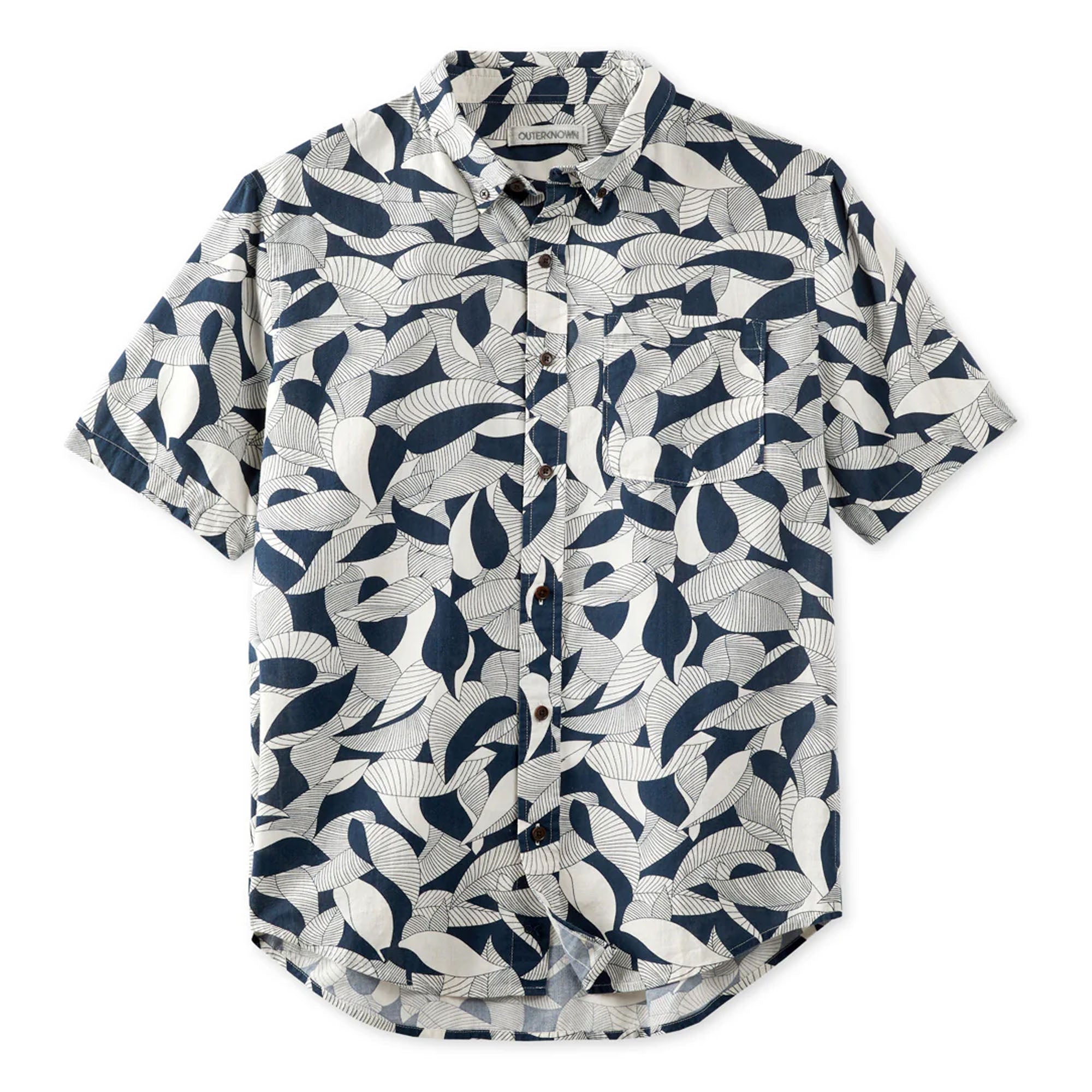 Outerknown Studio Men's S/S Dress Shirt - Indigo Floating Fauna