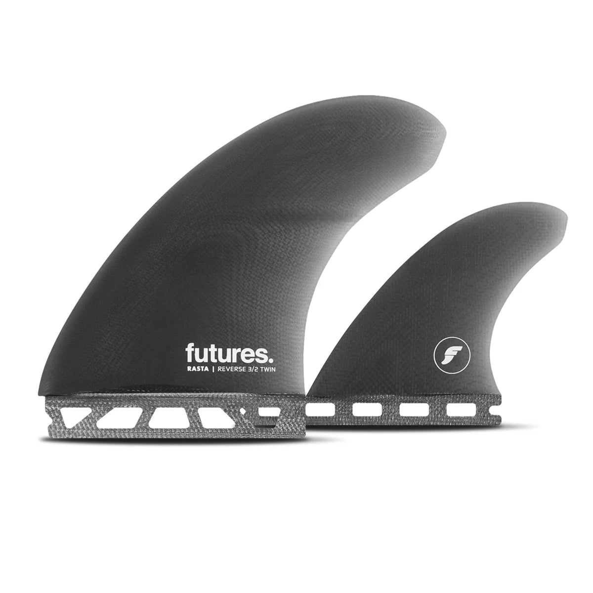 Futures Rasta Reverse 3/2 Twin+1 Fiber Glass Surfboard Fins - Smoke