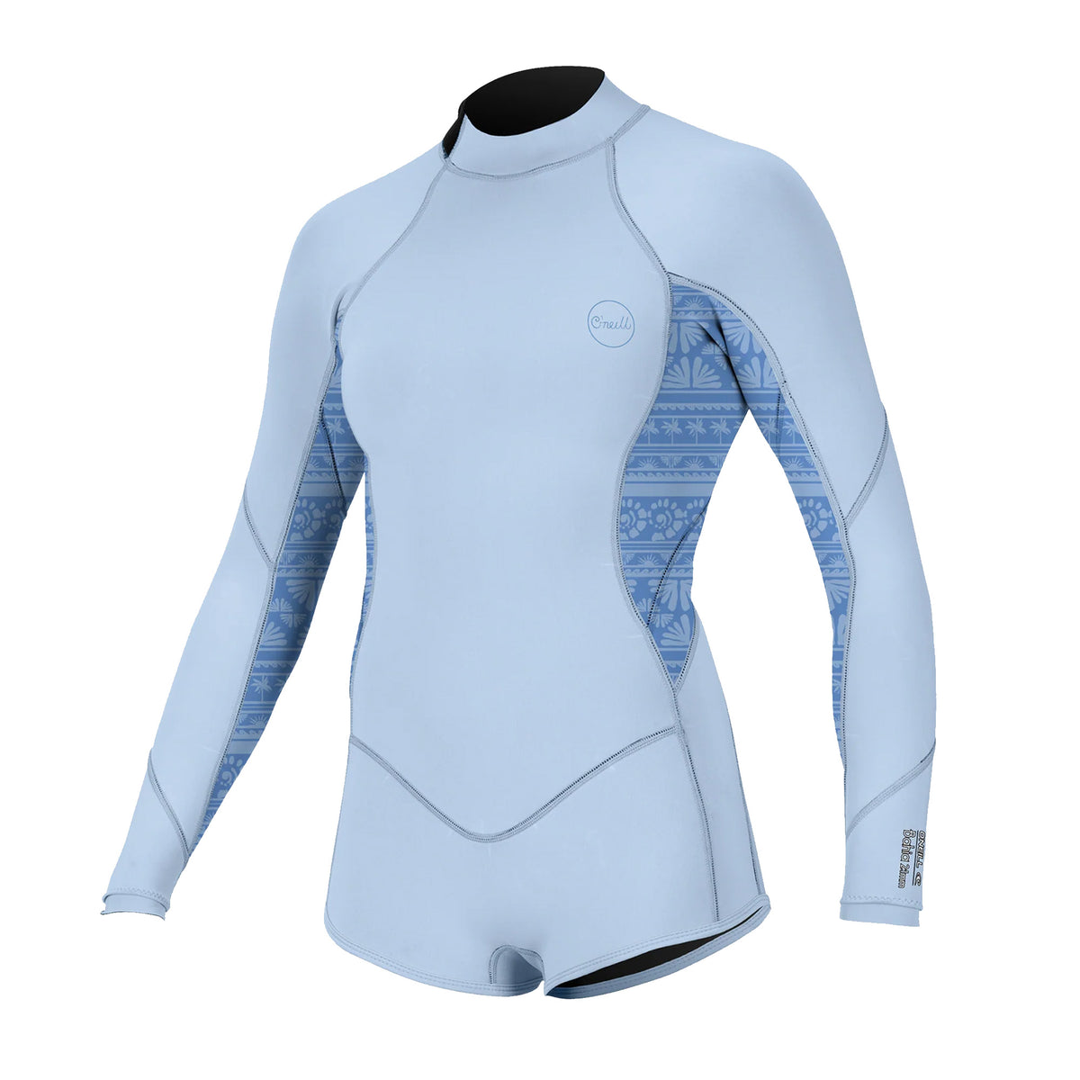 O'Neill Bahia 2/1mm Back Zip Youth Girl's L/S Surf Suit Wetsuit - Chamblu/Surf Abstract