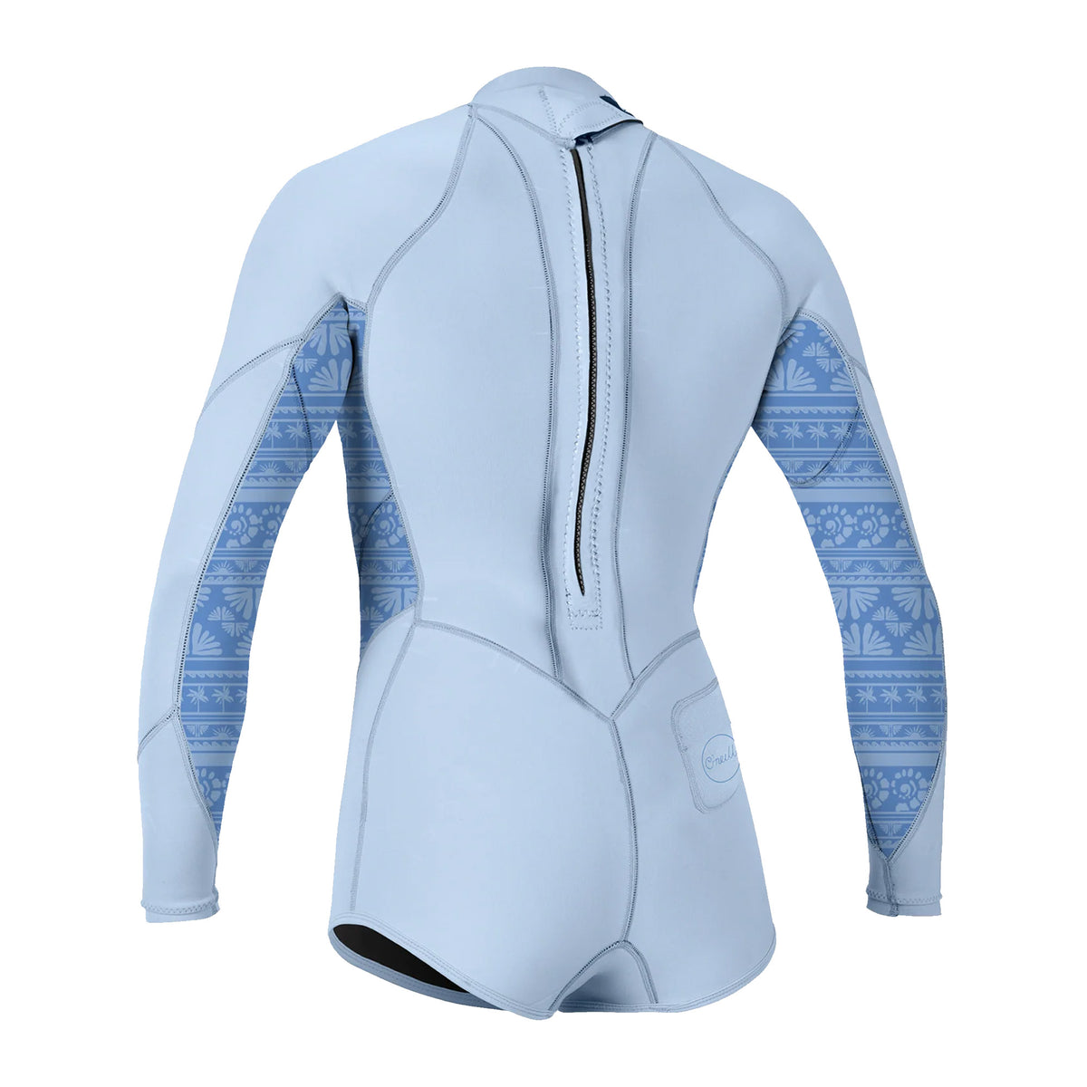 O'Neill Bahia 2/1mm Back Zip Youth Girl's L/S Surf Suit Wetsuit - Chamblu/Surf Abstract