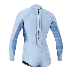 O'Neill Bahia 2/1mm Back Zip Youth Girl's L/S Surf Suit Wetsuit - Chamblu/Surf Abstract