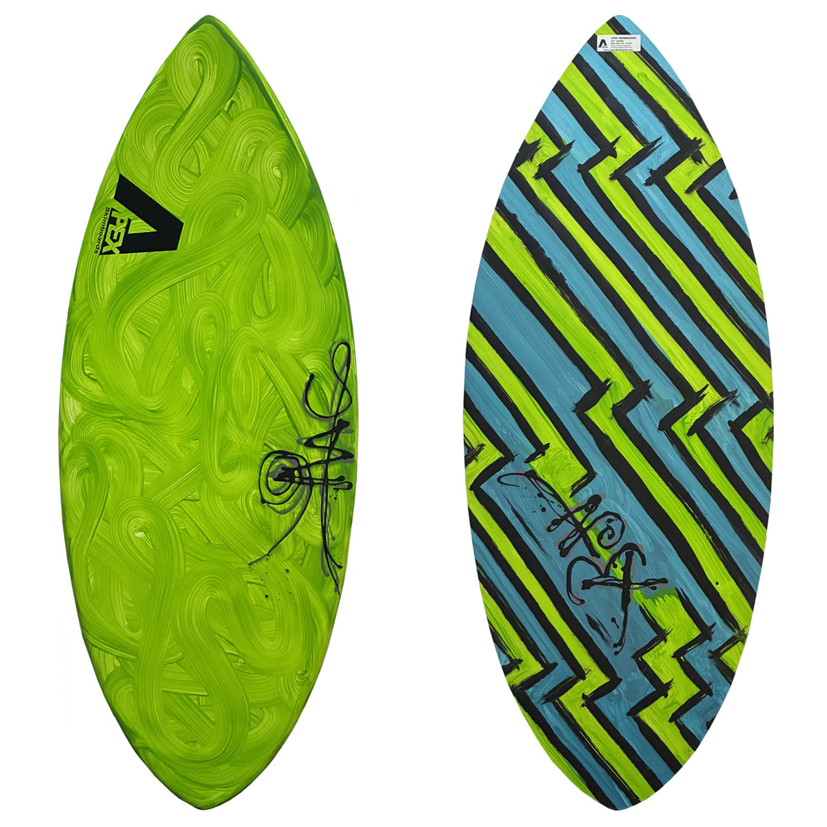 Apex AVAC 51" Skimboard - Green Swirl/Zig Zag