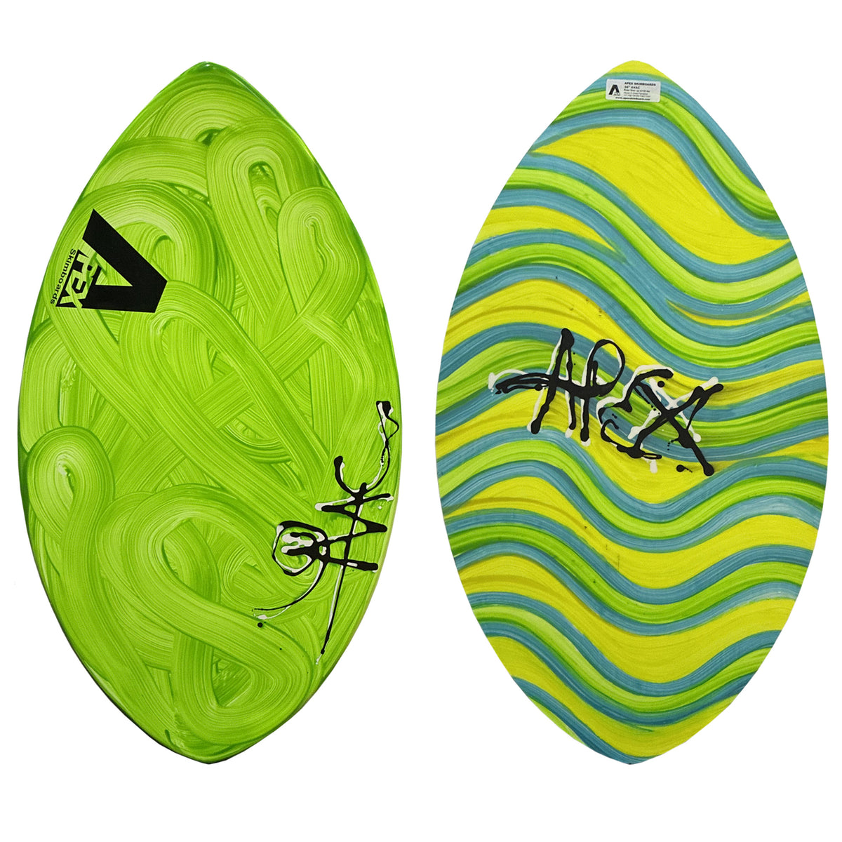 Apex AVAC 36" Skimboard - Green Swirl/Lime Waves