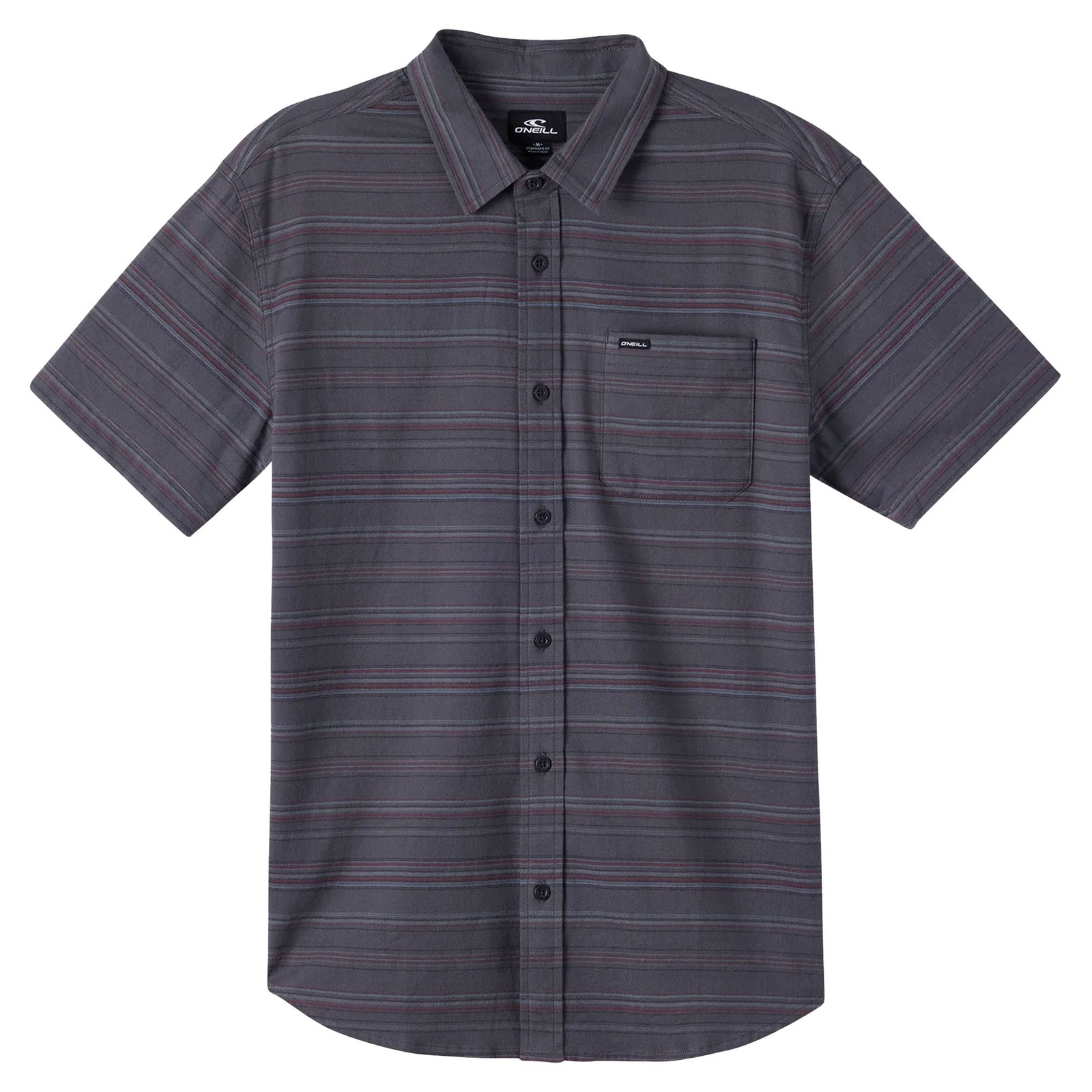 O'Neill Seafaring Stripe Stretch Standard Men's S/S Dress Shirt - Graphite