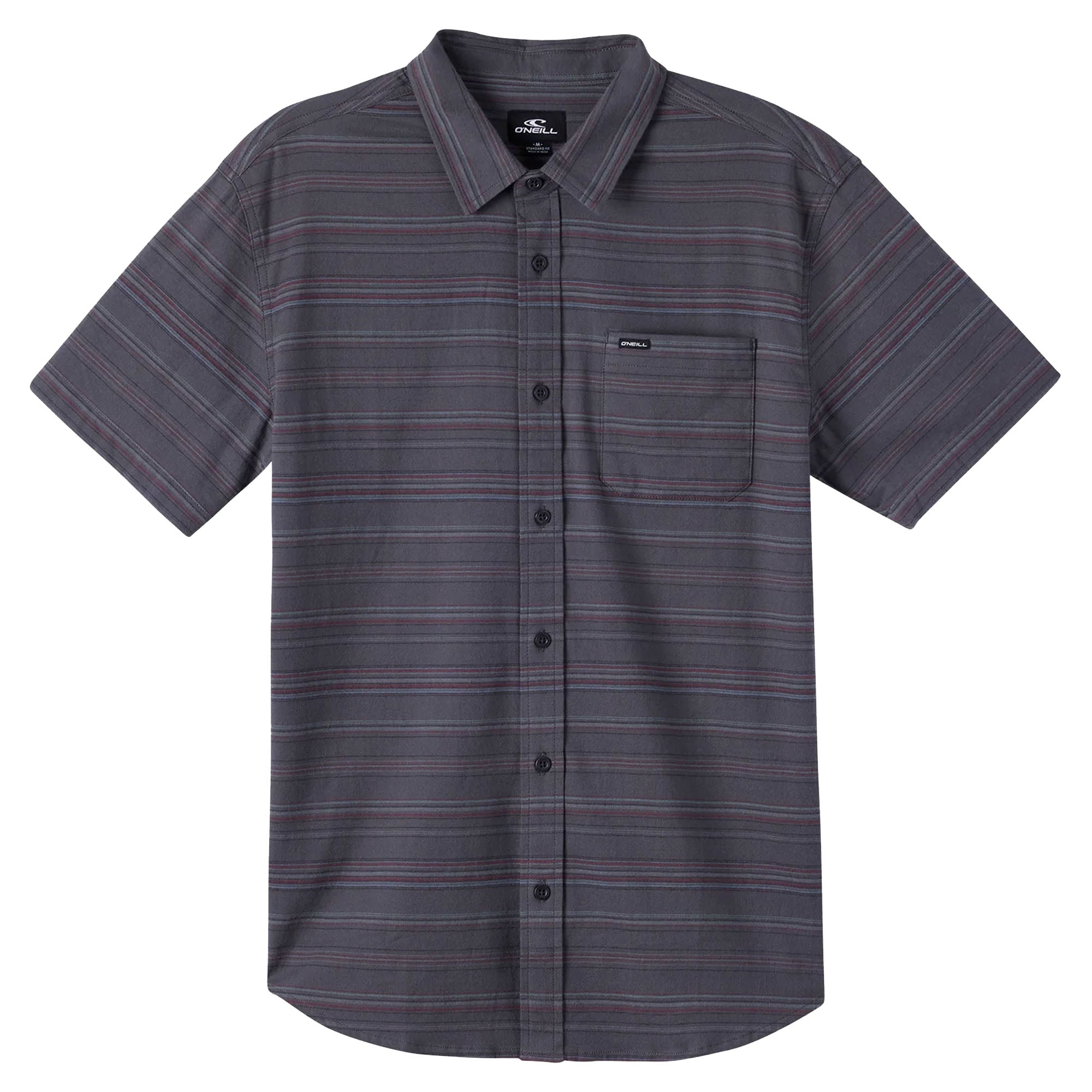 O'Neill Seafaring Stripe Stretch Standard Men's S/S Dress Shirt - Graphite