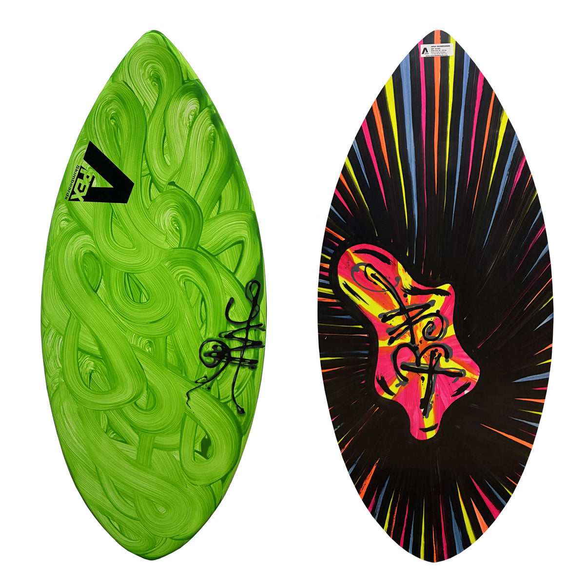 Apex AVAC 46" Skimboard - Green Swirl/Black Sun Burst
