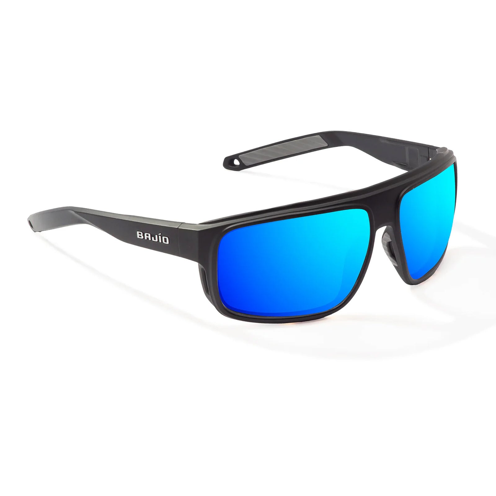 Bajio Greenland Large Men's Sunglasses - Black Matte/Blue Mirror Polarized